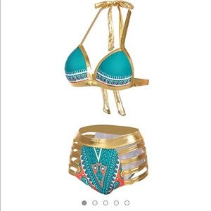 Ekouaer Halter Padded High Waisted Bathing Suit